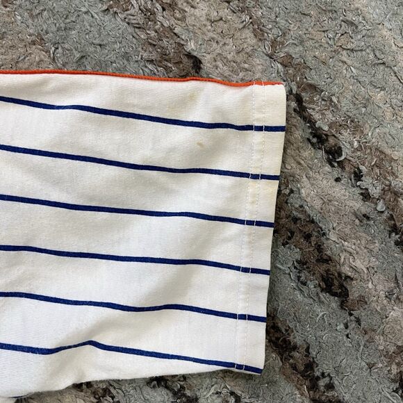 New York Mets Shirt Adult Large White Vintage Sand-Knit Stripe MLB Baseball READ - Picture 8 of 9